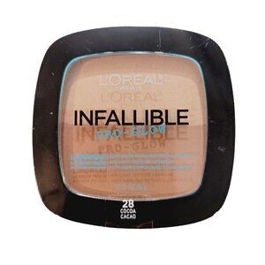 L'Oreal Infallible Prow Glow Powder W/Highlighter #28 Cocoa Demi Glow Med Cov